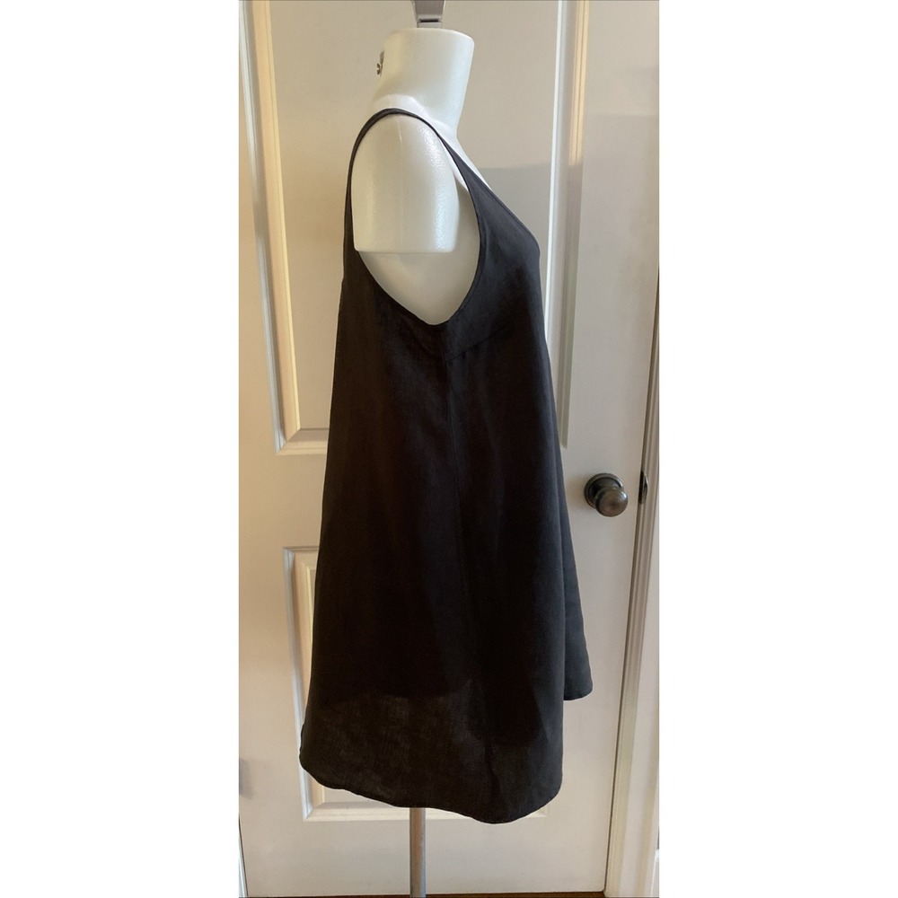 Oysho 100% Linen Dress Size Medium Black Knee Length Sundress Beach Resort - Picture 3 of 12